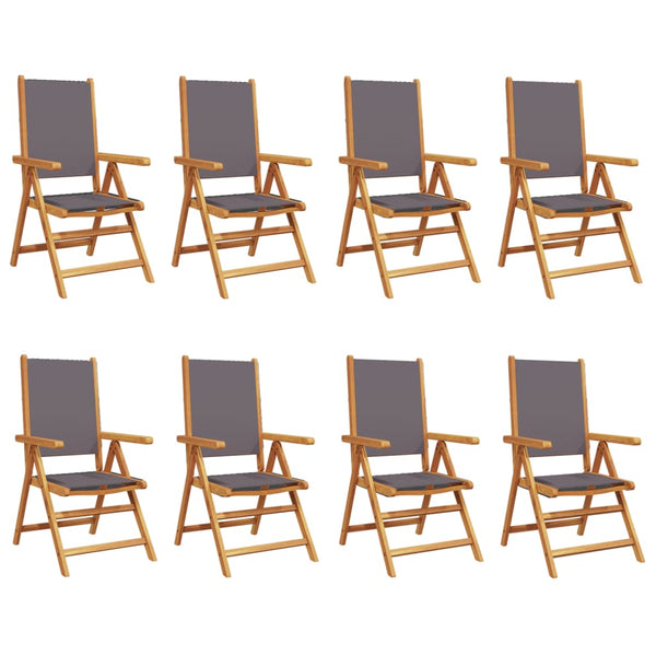 vidaXL Garden Chairs Adjustable 8 pcs Anthracite Fabric and Solid Wood