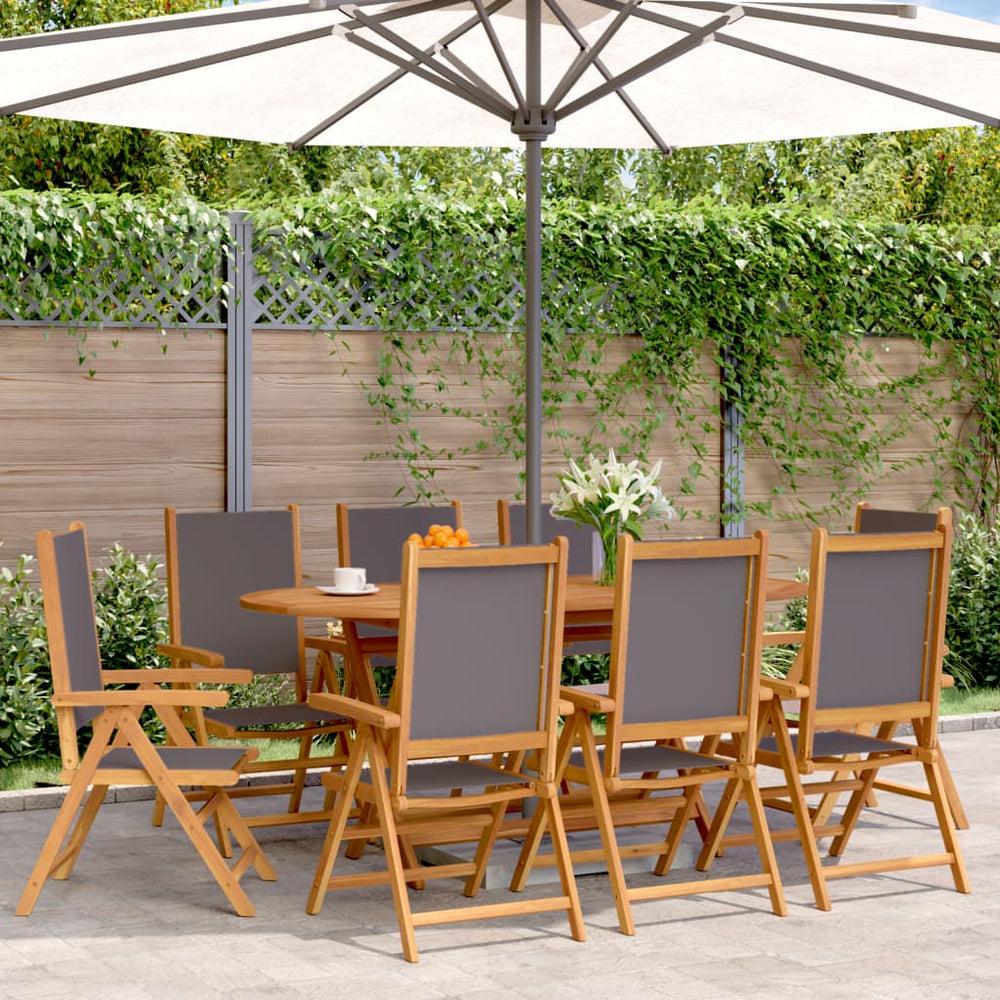 vidaXL Garden Chairs Adjustable 8 pcs Anthracite Fabric and Solid Wood