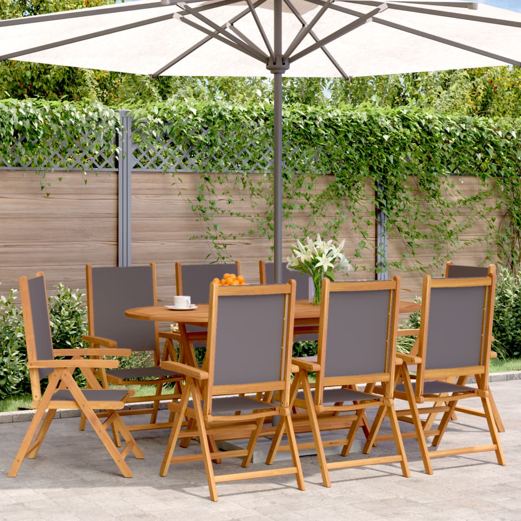 vidaXL Garden Chairs Adjustable 8 pcs Anthracite Fabric and Solid Wood