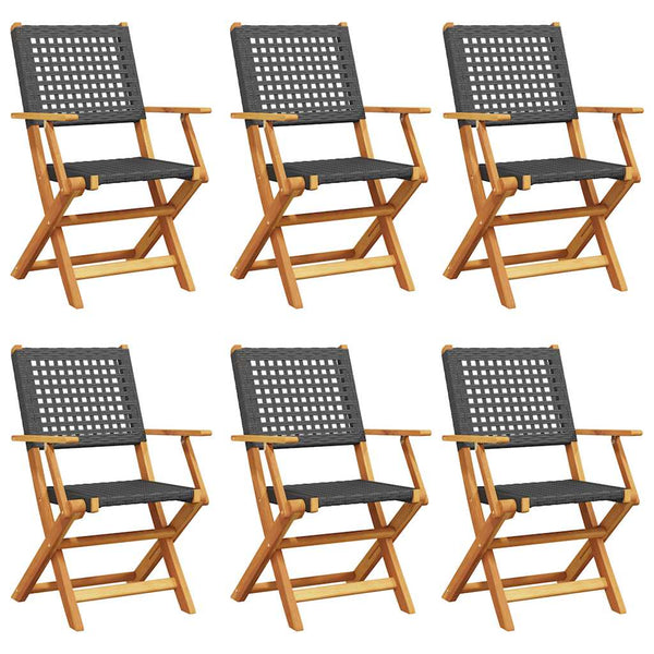 Klappbare Gartenstühle 6er Set Poly Rattan
