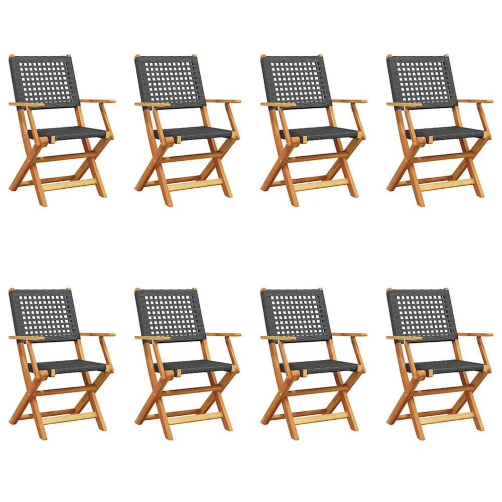 Gartenstühle 8er Set Klappbar Poly Rattan Schwarz