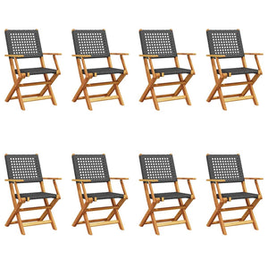 Gartenstühle 8er Set Klappbar Poly Rattan Schwarz
