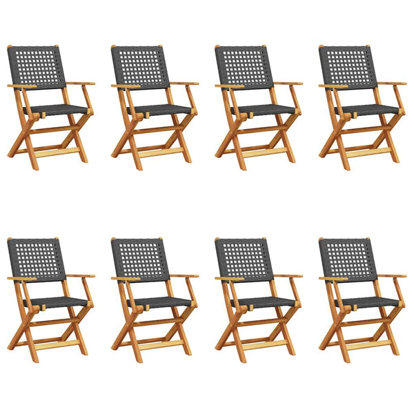 Gartenstühle 8er Set Klappbar Poly Rattan Schwarz