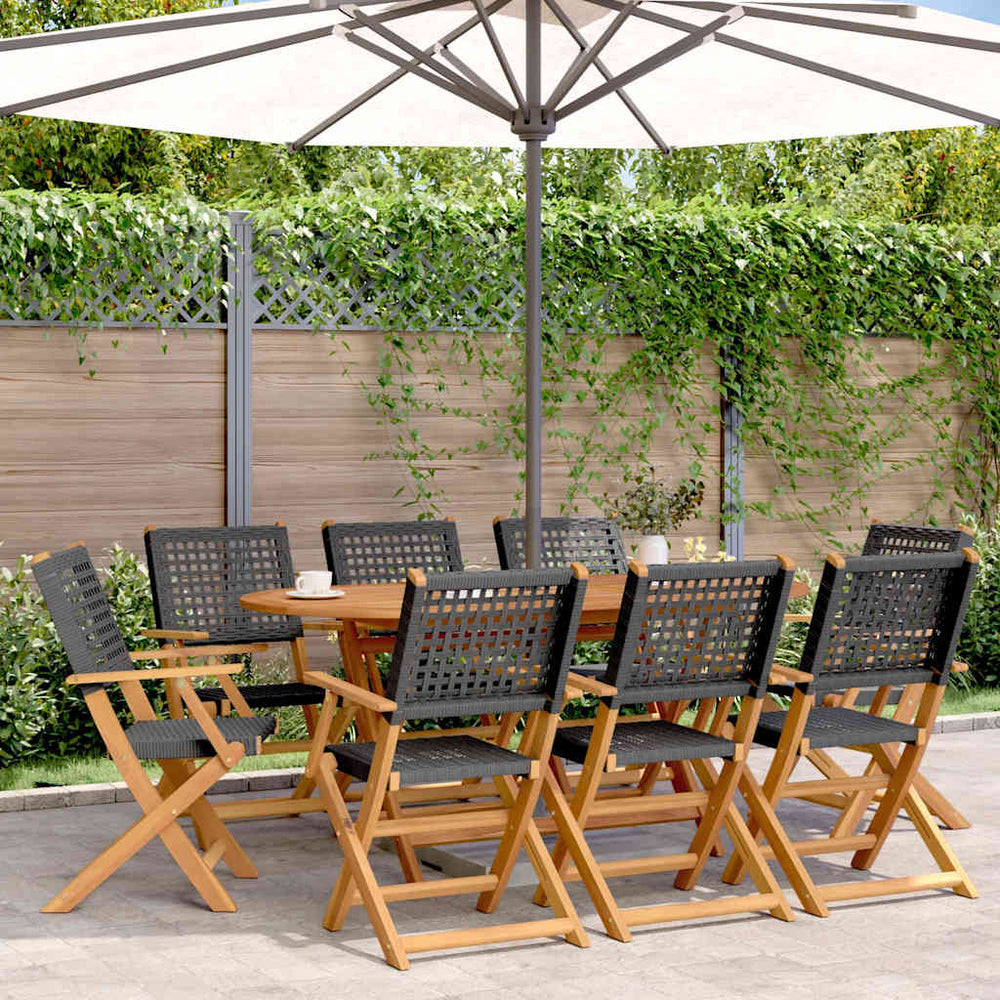 Gartenstühle 8er Set Klappbar Poly Rattan Schwarz