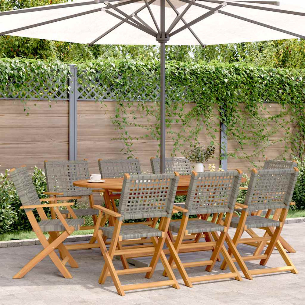 Gartenstühle 8er Set Klappbar Grau Poly Rattan
