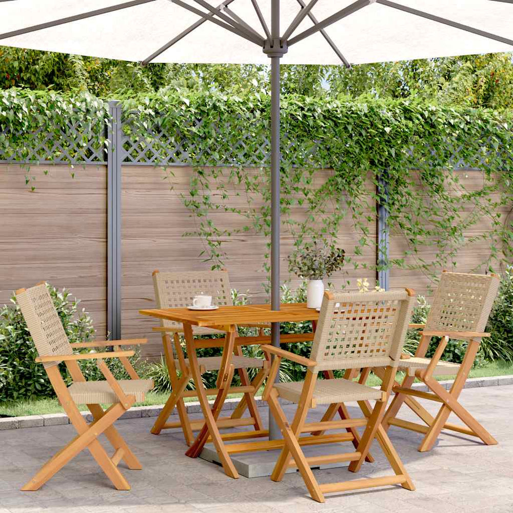 Klappbare Gartenstühle 4er Set Beige Poly Rattan