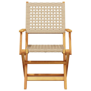 Klappbare Gartenstühle, 6er Set, Beige Poly Rattan