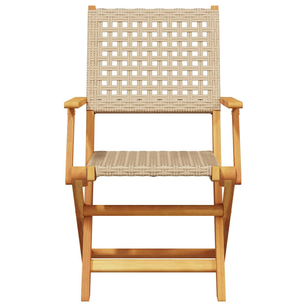 Klappbare Gartenstühle, 6er Set, Beige Poly Rattan