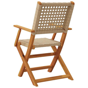 Klappbare Gartenstühle, 6er Set, Beige Poly Rattan