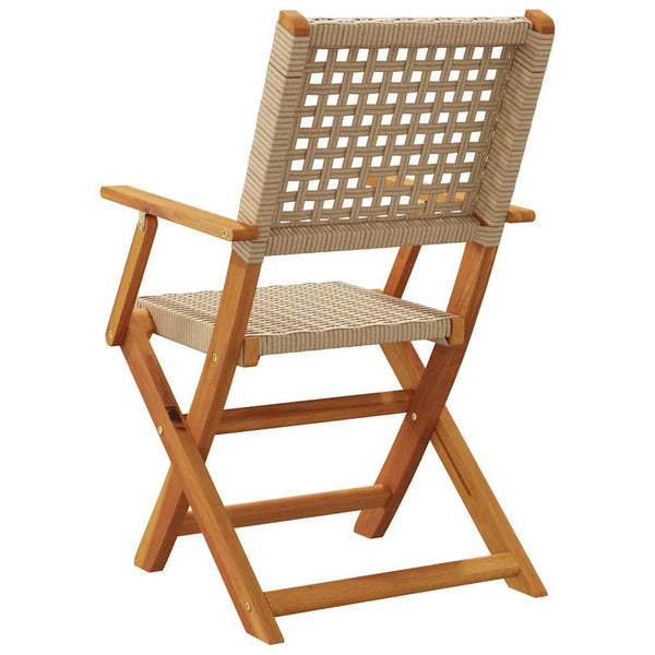 Klappbare Gartenstühle, 6er Set, Beige Poly Rattan