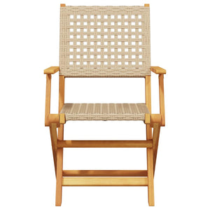 Klappbare Gartenstühle, 8er Set, Beige Poly Rattan