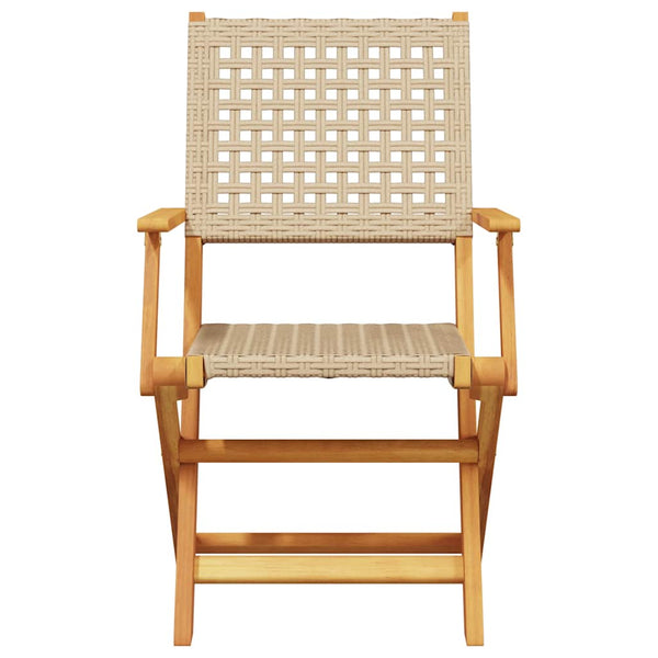 Klappbare Gartenstühle, 8er Set, Beige Poly Rattan