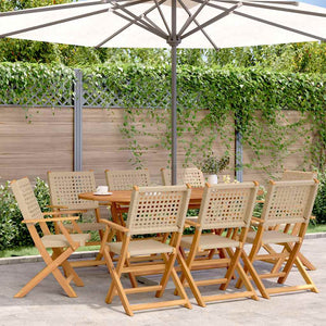 Klappbare Gartenstühle, 8er Set, Beige Poly Rattan