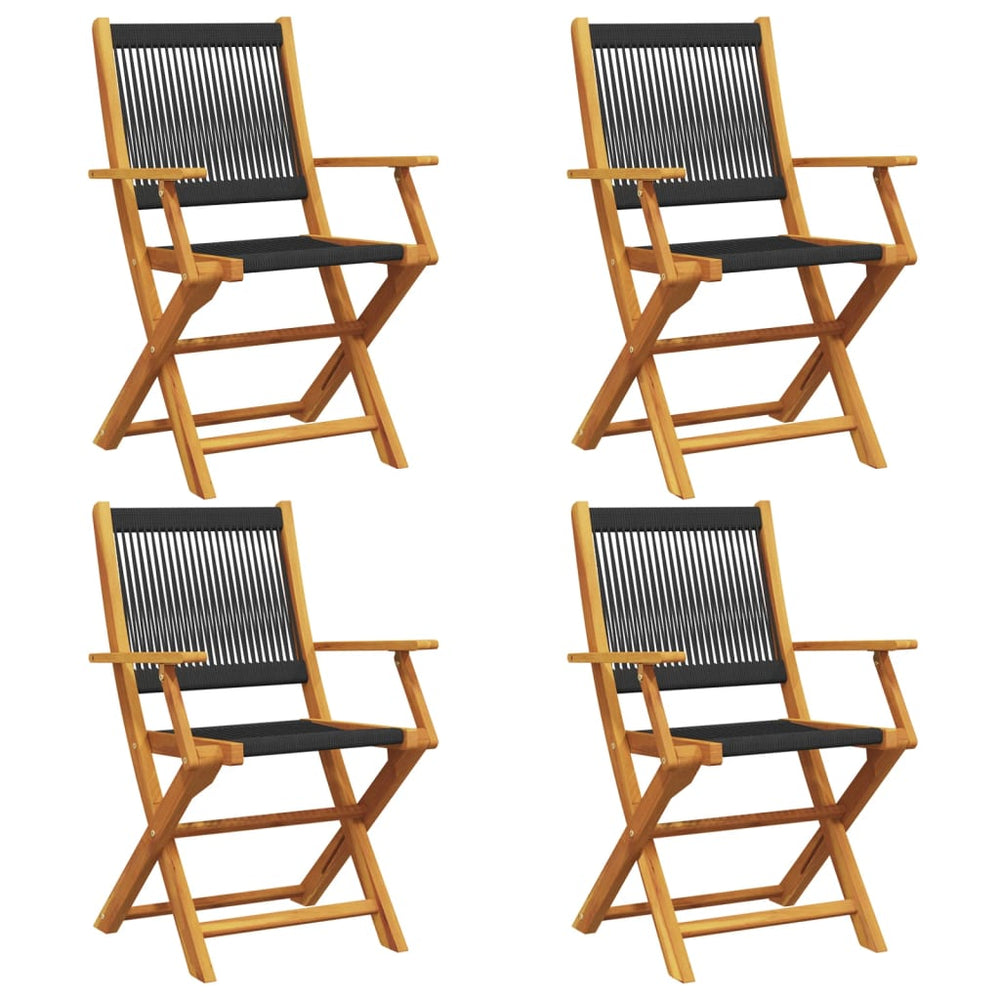Klappbare Gartenstühle 4er Set Akazie Schwarz