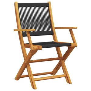 Klappbare Gartenstühle 4er Set Akazie Schwarz