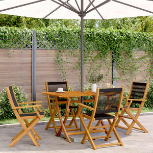 Klappbare Gartenstühle 4er Set Akazie Schwarz
