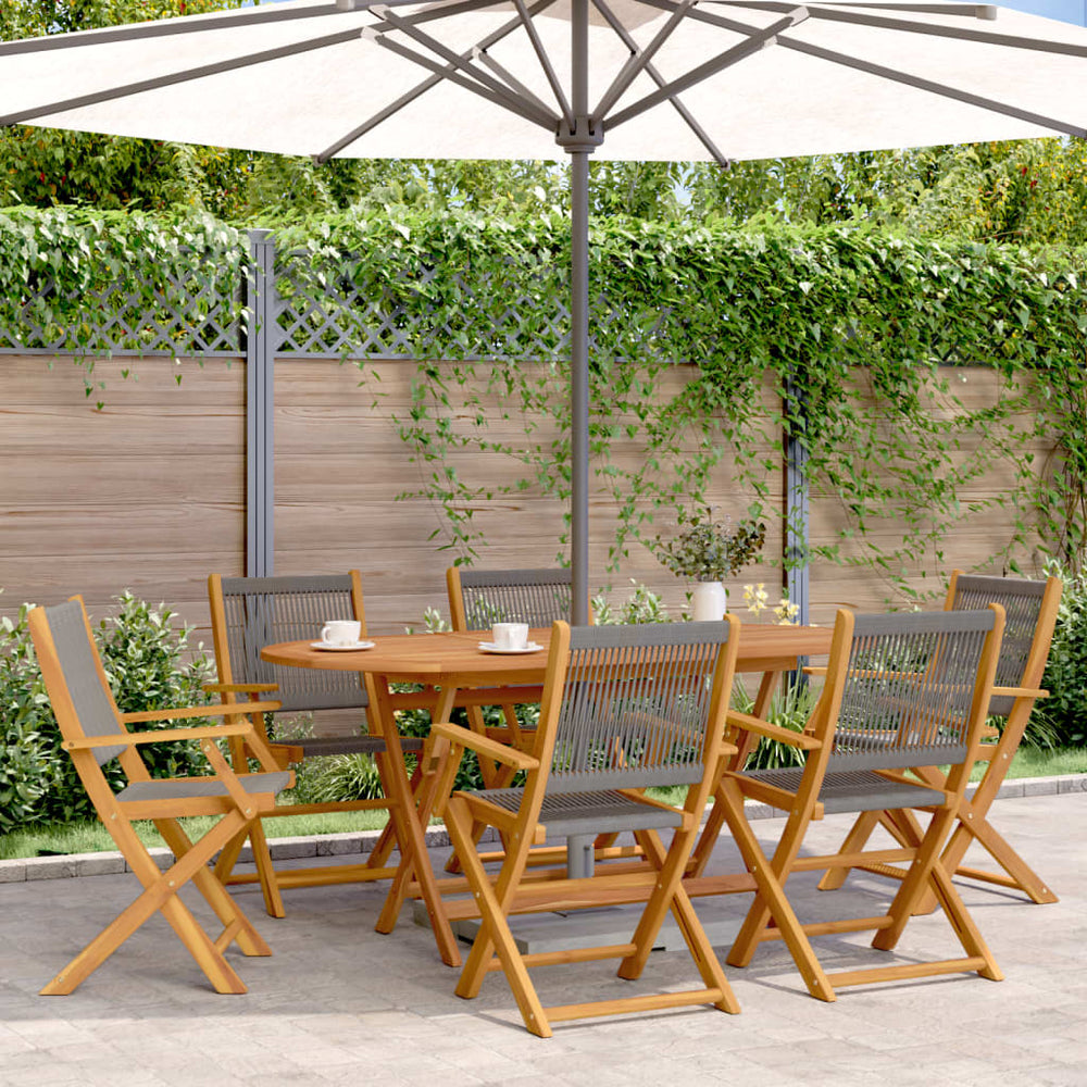 Gartenstühle 6er Set Akazie Grau Klappbar