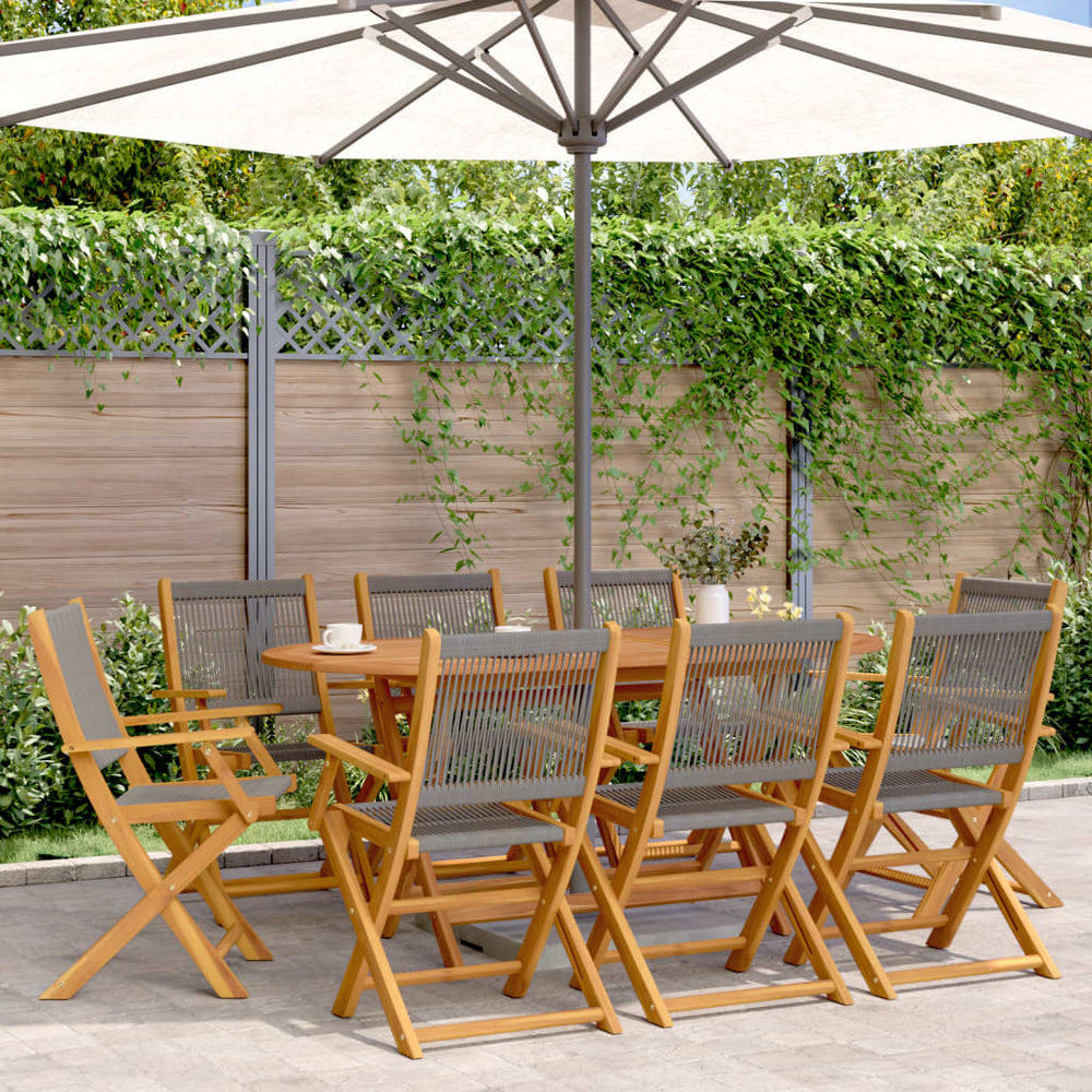 Gartenstühle 8er Set Akazie Grau Klappbar