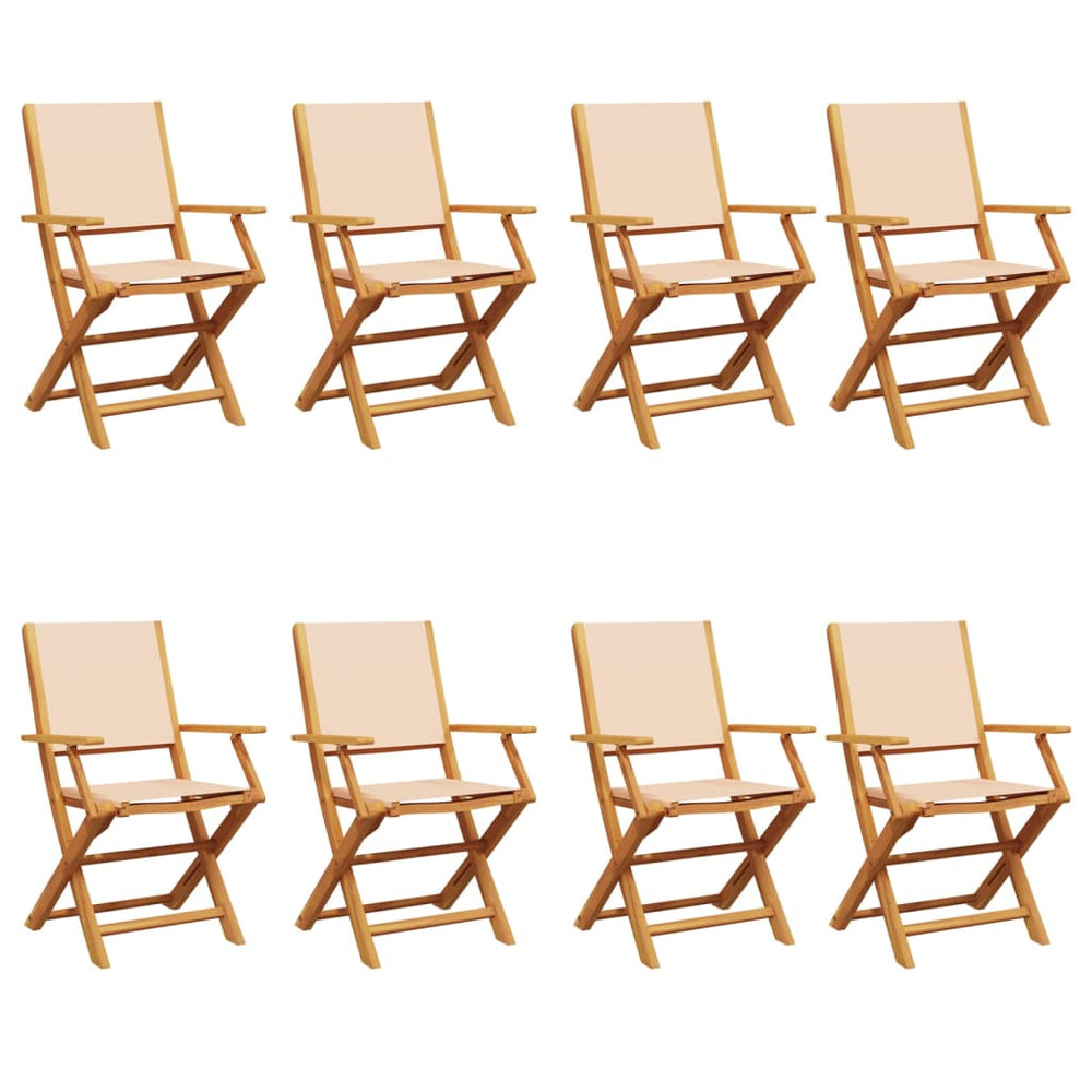 vidaXL Garden Chairs 8 pcs. Foldable Beige Fabric and Solid Wood