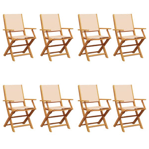 vidaXL Garden Chairs 8 pcs. Foldable Beige Fabric and Solid Wood