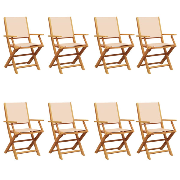 vidaXL Garden Chairs 8 pcs. Foldable Beige Fabric and Solid Wood