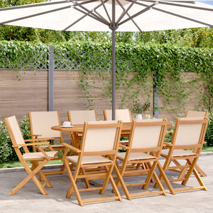 vidaXL Garden Chairs 8 pcs. Foldable Beige Fabric and Solid Wood
