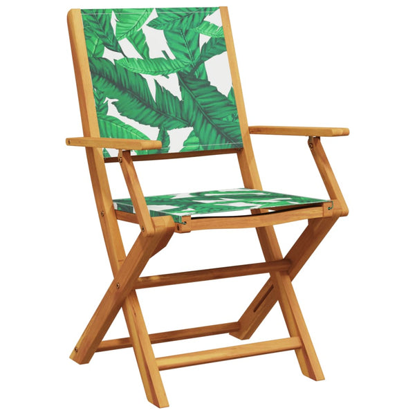 vidaXL Garden Chairs 4 pcs. Foldable Green Fabric and Solid Wood