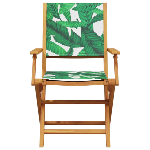 vidaXL Garden Chairs 4 pcs. Foldable Green Fabric and Solid Wood
