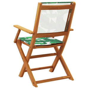 vidaXL Garden Chairs 4 pcs. Foldable Green Fabric and Solid Wood