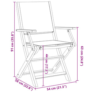 vidaXL Garden Chairs 4 pcs. Foldable Green Fabric and Solid Wood