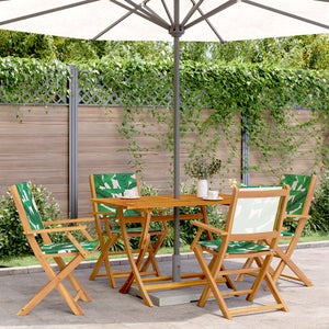 vidaXL Garden Chairs 4 pcs. Foldable Green Fabric and Solid Wood