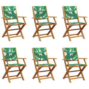 vidaXL Garden Chairs 6 pcs. Foldable Green Fabric and Solid Wood