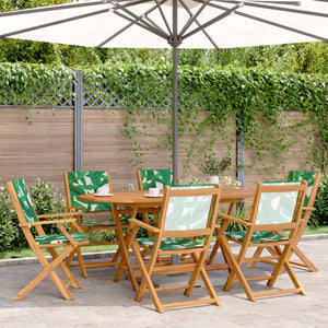 vidaXL Garden Chairs 6 pcs. Foldable Green Fabric and Solid Wood