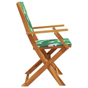 vidaXL Garden Chairs 8 pcs. Foldable Green Fabric and Solid Wood