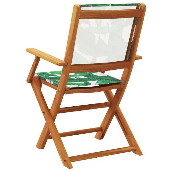 vidaXL Garden Chairs 8 pcs. Foldable Green Fabric and Solid Wood