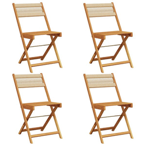 vidaXL Garden Chairs 4 pcs. Foldable Beige Solid Acacia Wood