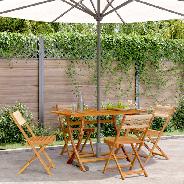 vidaXL Garden Chairs 4 pcs. Foldable Beige Solid Acacia Wood
