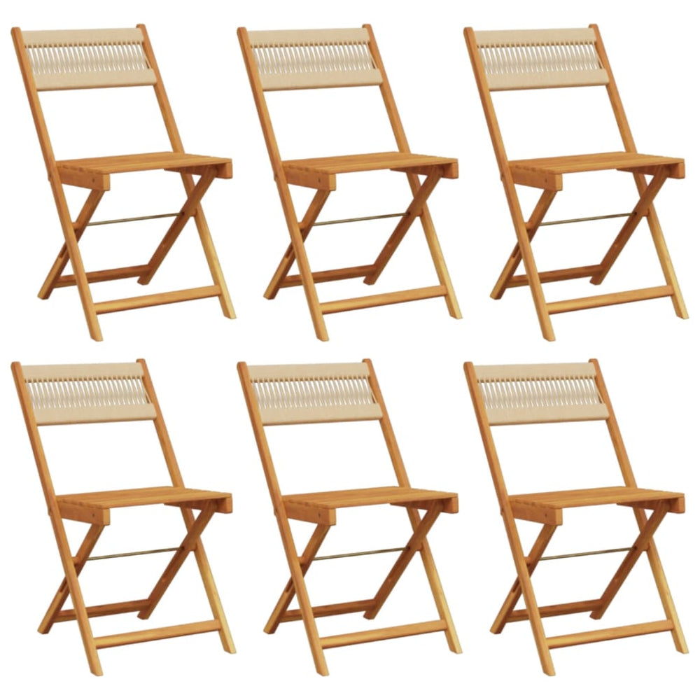 vidaXL Garden Chairs 6 pcs. Foldable Beige Solid Acacia Wood