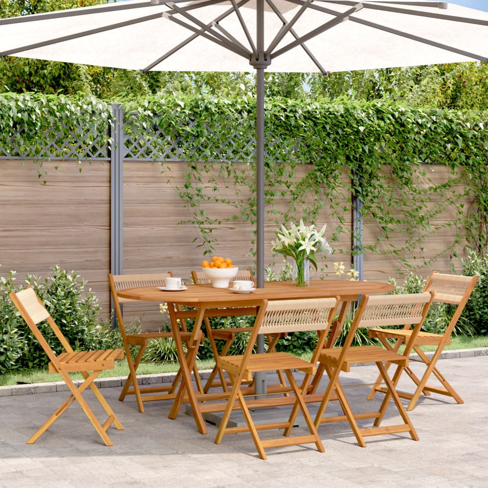 vidaXL Garden Chairs 6 pcs. Foldable Beige Solid Acacia Wood