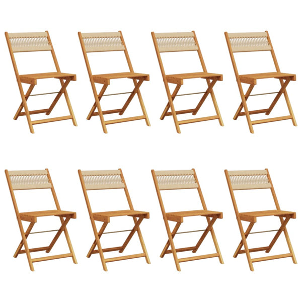 vidaXL Garden Chairs 8 pcs. Foldable Beige Solid Acacia Wood