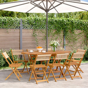 vidaXL Garden Chairs 8 pcs. Foldable Beige Solid Acacia Wood