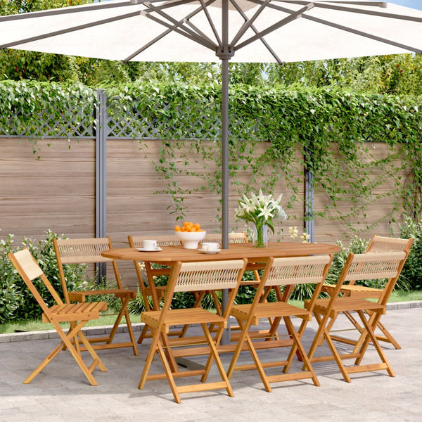 vidaXL Garden Chairs 8 pcs. Foldable Beige Solid Acacia Wood