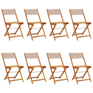 vidaXL Garden Chairs 8 pcs. Folding Taupe Fabric and Solid Wood