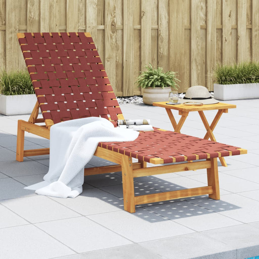 Sonnenliege mit Tisch aus Akazienholz, Rot