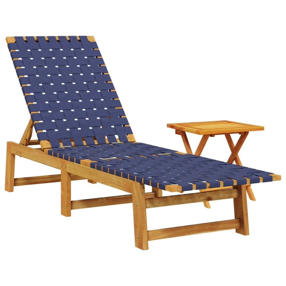 Sonnenliege mit Tisch Dunkelblau Akazie