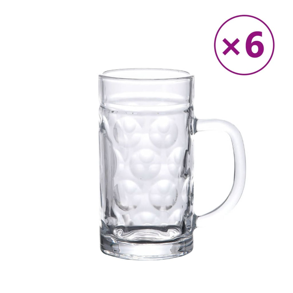 Bierkrüge Glas mit Henkel 500ml, 6er Set