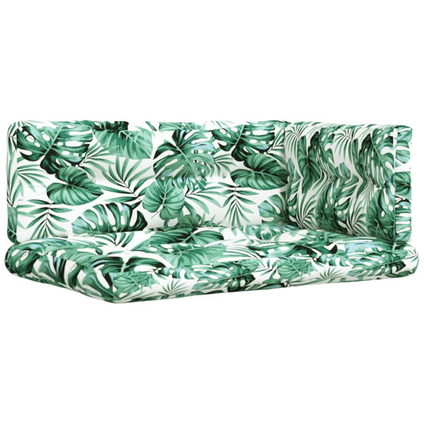 vidaXL Pallet Cushions 3-pc. Leaf Pattern Fabric