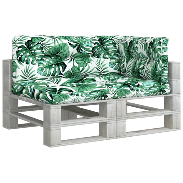 vidaXL Pallet Cushions 3-pc. Leaf Pattern Fabric