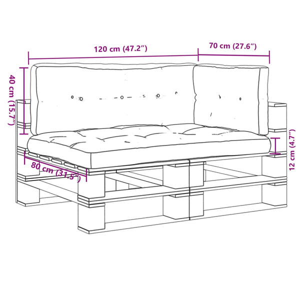vidaXL Pallet Cushions 3-pc. Leaf Pattern Fabric