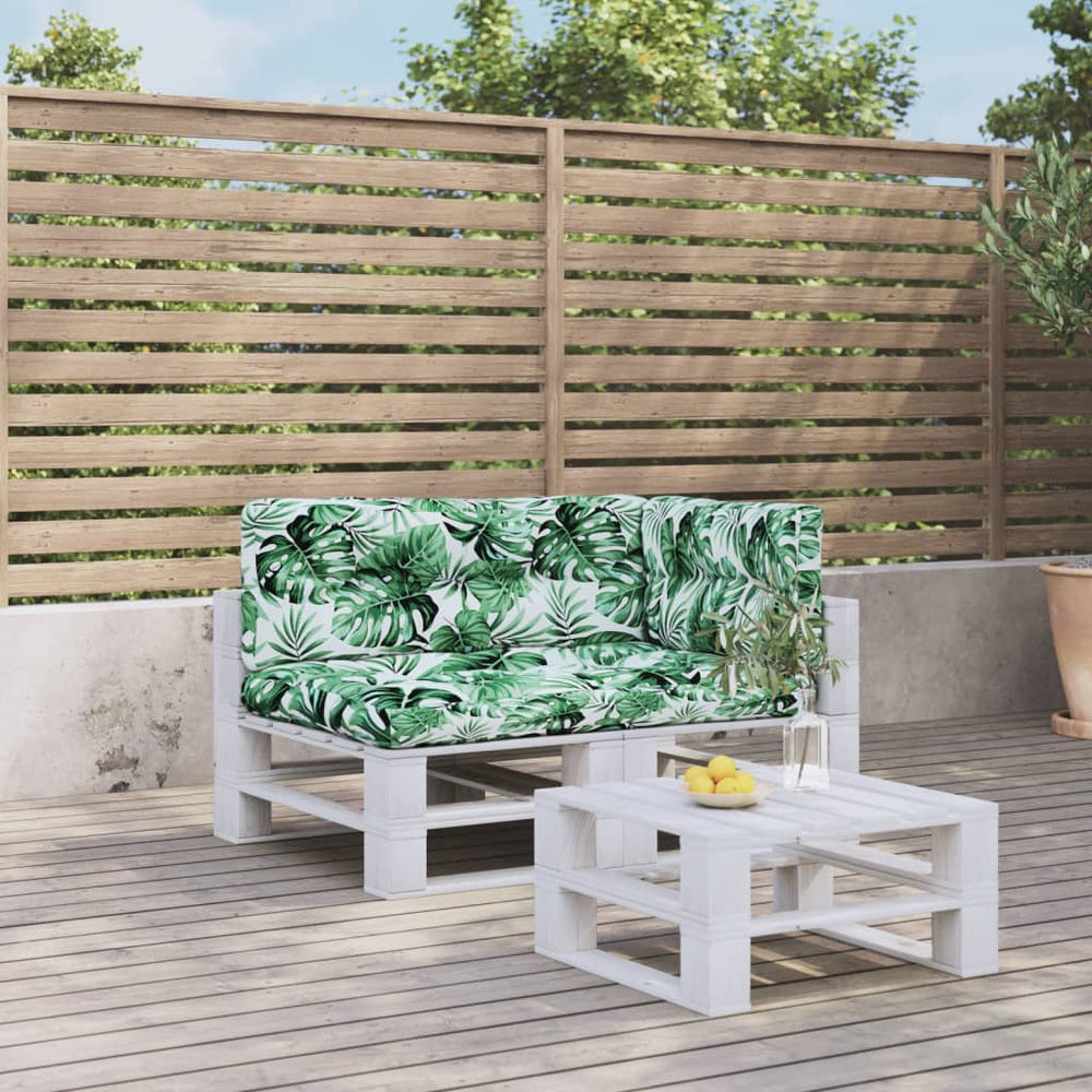 vidaXL Pallet Cushions 3-pc. Leaf Pattern Fabric